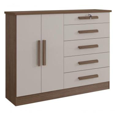 Imagem de Cômoda New Athos 5 Gavetas Com Sapateira D` Doro Castanho/off White