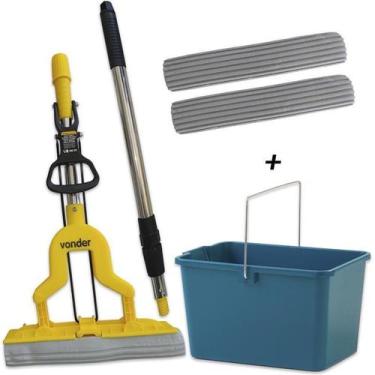 Imagem de Rodo Mágico Dobrável Mop Limpador Vonder Com Balde E 2 Refis - Vendass