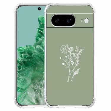 Imagem de malegaon Flor verde sálvia estética minimalista arte padrão botânico, capa protetora de TPU macio para Google Pixel 8
