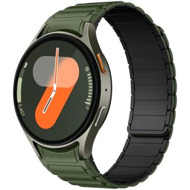 Imagem de Haveda Pulseiras magnéticas de silicone Gapless compatíveis com Samsung Galaxy Wacth 5 Pro de 45 mm/Galaxy Watch 7 6 5 4 FE/Watch 4 6 Classic, pulseira esportiva macia de 20 mm e feminina, verde