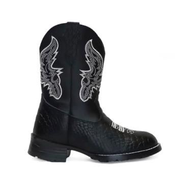 Imagem de Bota Texana Infantil Country Bico Redondo Festa Junina Peão Bordada (Preto, BR, Criança de 9 a 12 anos, Numérico, 36)