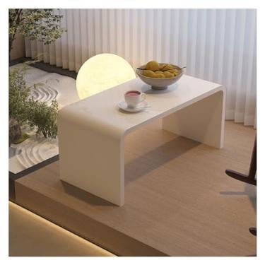 Imagem de Mesa de Centro Mesa pequena de janela flutuante acrílica, mesa de estar, mesa de computador, casa moderna simples tatami mesa curta Mesa de Chá(Branco)