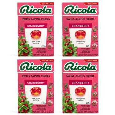 Imagem de Kit 4 Bala Importada Cranberry Ricola Zero Açúcar 28Gr Suíça - Barkley