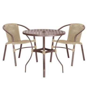 Imagem de 02 Cadeiras Floripa e Mesa Roma 100Cm Marrom e Corda Nautica Trama Ori