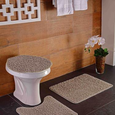 Imagem de Kit Tapete Banheiro 3 Peças Caqui Natura High Algodão