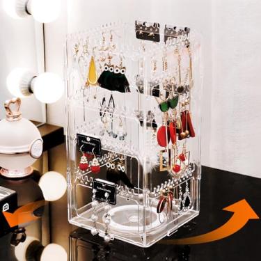 Imagem de 24Aug Suporte organizador de joias giratório de 360° com 5 camadas, suporte organizador de brincos de acrílico, 228 furos e 232 ranhuras para pregos, brincos pendurados, correntes, pulseiras, colar