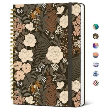 Imagem de Taja Caderno de diário espiral forrado para mulheres, caderno de capa dura pautado universitário A5 para trabalho e anotações, lindo diário para escrever, 140 páginas, rosa selvagem