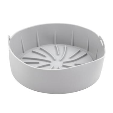 Imagem de Forro de Silicone para Fritadeira Elétrica, 22cm de Diâmetro, 8cm de Altura, Cinza, Reutilizável e Antiaderente