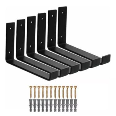 Imagem de Kit 6 Peças Suporte Mão Francesa Invertida 20cm - Cantoneira Reforçada Industrial Aço Ferro