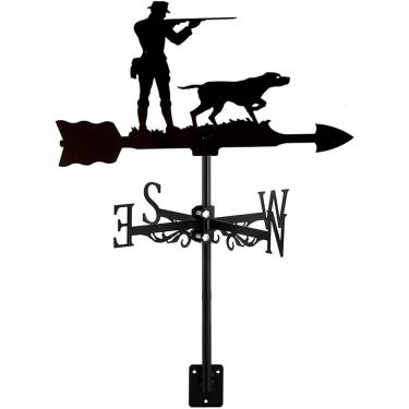Imagem de Cata-vento De Caçador De Cata-vento & Cão Com Montagem No Telhado, Indicador De Direção Do Vento Para Decorações De Metal De Jardim De Caça De Caçador De Fazenda, Chaser