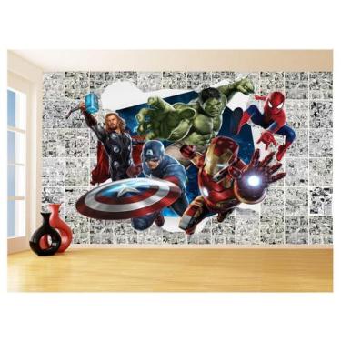 Imagem de Papel De Parede 3D Heróis Página Quadrinhos Hq 3,5M Nhma169 - Você Dec