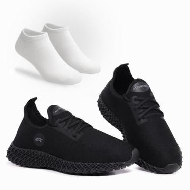 Imagem de Combo Tênis Masculino Esportivo Com Meia Perfeito para Caminhar, Trein