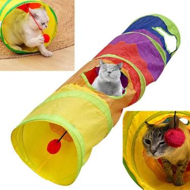 Imagem de Tunel Gato Brinquedo Pet Coelho Animais Domestico Bolinha Labirinto In