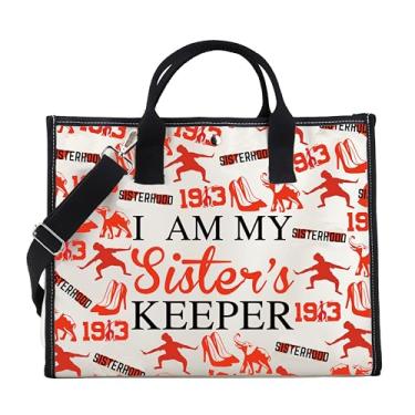 Imagem de PWHAOO Sacola de irmandade I Am My Sister's Keeper Tote Bag Greek Sorority Sister Gift Sorority Sisterhood Gift, Bolsa vermelha Sister's Keeper
