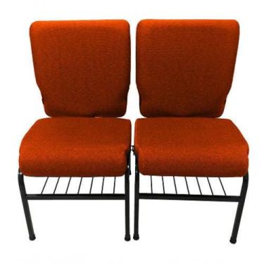 Imagem de 02 Cadeiras Para Igrejas C/ Porta Biblía E Porta Cálice Laranja - DESI