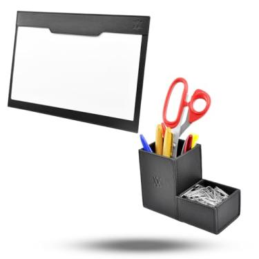 Imagem de Kit Vayly Porta Caneta e Clips 10,5x14,5cm + Risque Rabisque A4 com 10 Folhas em PU Sintético Floter com Base Rígida e Acabamento Pespontado (Preto)