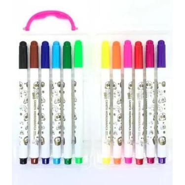 Imagem de Caneta Hidrográfica 12 Cores Lavável Colorida - KAZ