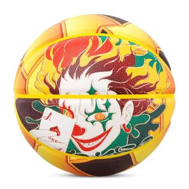 Imagem de Kuangmi Bola de basquete da série Coringa, Streetball masculina tamanho oficial 7 75 cm, feita para jogos de basquete internos e externos, amarelo