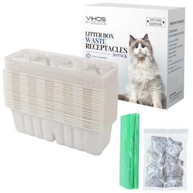 Imagem de VIKOS Products Embalagem com 20 recipientes de lixo descartáveis compatíveis com receptáculos de lixo Littermaid para caixa de areia automática para gatos de 1ª/2ª edição, vêm com 20 peças de forros e