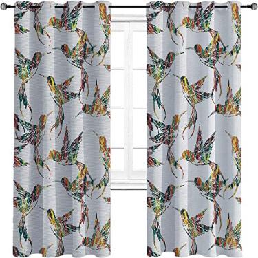 Imagem de Cortinas blackout beija-flores para quarto - isolamento térmico, economia de energia e redução de ruído, tratamento de sombreamento completo cortina de isolamento de cozinha, L 213 x C 213 cm,