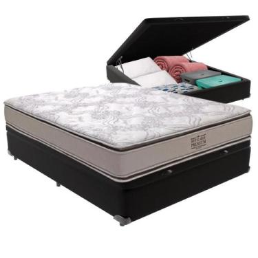Imagem de Cama Box Baú Viúvo Preto e Colchão Four Season Molas V-Tech