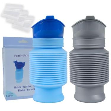 Imagem de Garrafas de xixi para homens e mulheres, mictório ajustável, 750 ml, vaso sanitário portátil à prova de vazamento para carro, mictórios de viagem, mictórios dobráveis mini vaso sanitário móvel