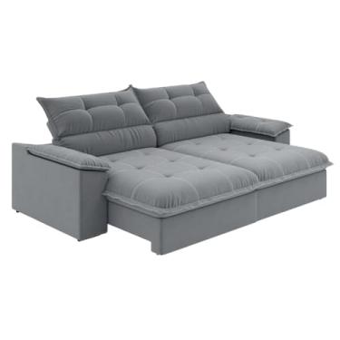 Imagem de Sofá Retrátil e Reclinável Bipartido 2,50m 4 Lugares Veneto Slim Luizzi (Chumbo)