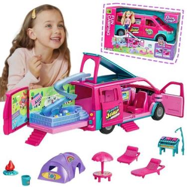 Imagem de Conjunto de brinquedos Doll Camper Van TMATCHQJOY com móveis e piscina