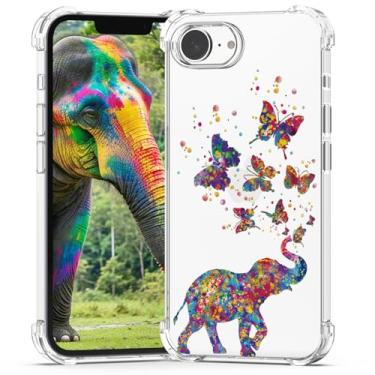 Imagem de BEIMEITU Capa para iPhone 16e Borboleta Elefante Bonita, Capa Móvel Macia Meninas Design Borboleta À Prova de Choque Capa Protetora Infantil Traseira Transparente para iPhone 16e Mulheres