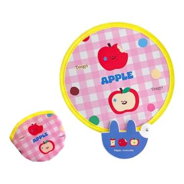Imagem de YIJU Ventilador dobrável de desenho animado, refletor fofo e dobrável para viagens, atividades ao ar livre e festivais, Duas Maçãs