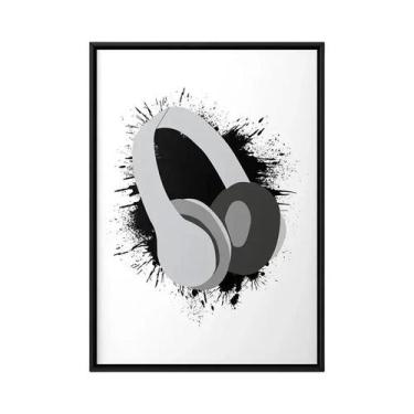 Imagem de Preto Branco Gamepads Headsets Lona Arte Poster Para Sala De Jogos Men