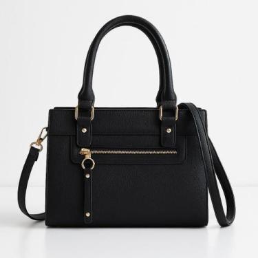Imagem de Bolsa Feminina Chique Estruturada com Alça Dupla e Zíper Dourado Ideal