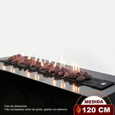 Imagem de Lareira a Gás Clássica Luna 120 cm - C/ Pedras Vulcânicas - Fogo &amp 