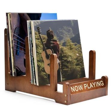 Imagem de Bgzdxhxyr Suporte de disco de vinil, suporte de armazenamento de 60 LPs, suporte de álbum de 3 níveis com tela em reprodução, suporte de armazenamento de álbum de madeira para discos, livros, álbuns