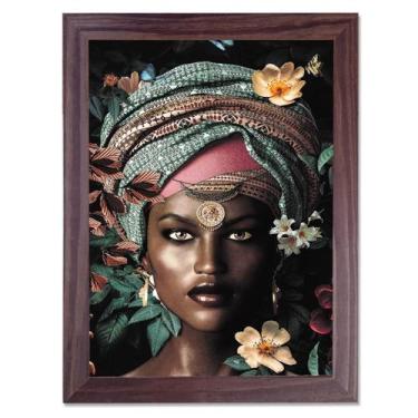 Imagem de Quadro Decorativo Coleção Africana Mulher Dourado para Sala Quarto Esc