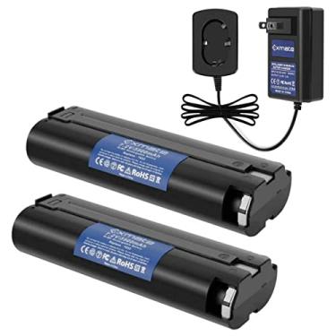 Imagem de Exmate Pacote com 2 baterias 7,2V 3,5Ah Ni-MH com carregador de 1,2-18V compatível com Makita 7000 7002 7033 191679-9 632002-4 632003-2 192532-2 192695-4 6010D 6172D DA3000D 6018D 6019D 9500D DA301D