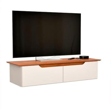 Imagem de Rack Aparador Suspenso Flow com 2 Portas Basculante (Off White/Freijo)