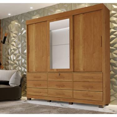 Imagem de Guarda Roupa Londres 3 Portas 9 Gavetas com Espelho Benetil Móveis - Cinamomo