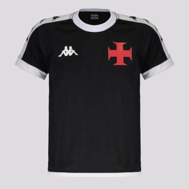 Imagem de Camisa Kappa Vasco Supporter Culture Infantil Preta e Branca, 6 ANOS