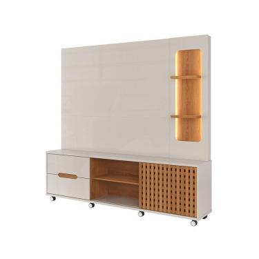 Imagem de Home 2,10m Lukaliam Móveis Para Até 70 Polegadas C- Led No Nicho Off White Perolizado-jequitiba Off White Perolizado-jequitiba