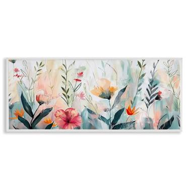 Imagem de Stupell Industries Design de arte giclée emoldurado branco com estampa floral de Elara Yasna, 33 x 76