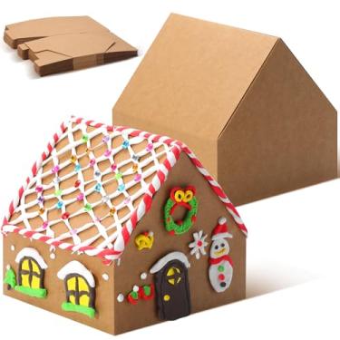 Imagem de COTOPHER Pacote com 30 kits de casa de gengibre de Natal, artesanato DIY, caixas em forma de casa de 15,7 x 15,7 x 15 cm, caixas de biscoito de presente de papelão para decoração de festa de Natal