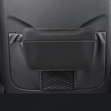 Imagem de AOWIS Lixeira de couro de carro para encosto de assento, cesto de lixo pendurado, organizador dobrável à prova d'água para carro, acessórios internos multiuso para acampamento SUV caminhão RV (clipe