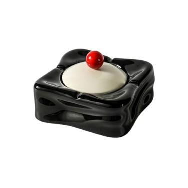 Imagem de Cinzeiros portáteis cinzeiro de cerâmica com tampas acessórios para cigarros ao ar livre cinzeiros portáteis para casa cinzeiros para pátio interior exterior decoração de escritório conjuntos de