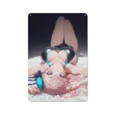 Imagem de Cartaz de arte de menina de anime sexy quente placa de estanho vintage decoração de parede pôster 20 x 30 cm, AF148