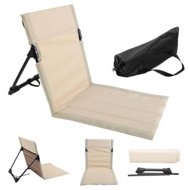 Imagem de Cadeira de praia portátil, cadeira de praia dobrável, respirável, estável, portátil com enchimento de esponja e bolso de malha para pesca, churrascos, caminhadas, (bege), lounge