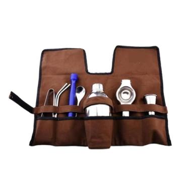 Imagem de ZZTWER Kit de ferramentas de coqueteleira de aço inoxidável, conjunto de coqueteleira de bar com bolsa de armazenamento portátil para misturar bebidas, bar, casa, lounge e festa bar conjunto de