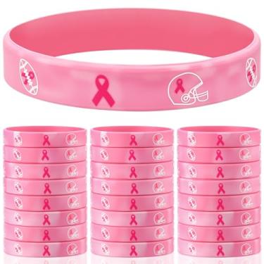 Imagem de VioraWhite Pulseiras de silicone para conscientização do câncer de mama, pulseira de silicone para dar presentes, caminhadas de caridade, eventos de conscientização, eventos de arrecadação de fundos