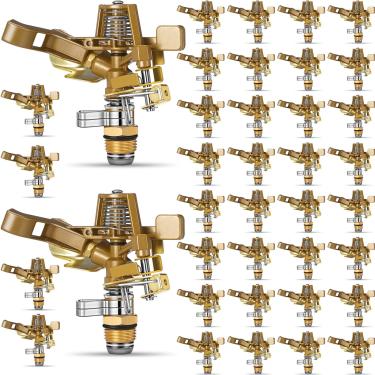 Imagem de Ferraycle 40 peças de cabeça de aspersor de impacto de latão de 1/2 polegada com bocais resistentes ajustáveis 0-360 graus cabeça de irrigação de gramado para irrigação de jardim