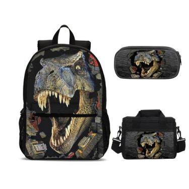 Imagem de Mochila AMYATLIY Dinosaur com lancheira para crianças e meninos de 3 a